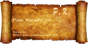 Puer Karméla névjegykártya